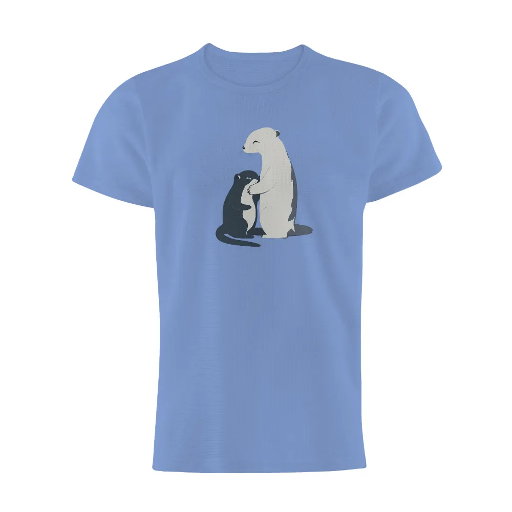 T-Shirts Pattern: Otters Embracing - Minimalist Love Design|peace love and beer t shirt