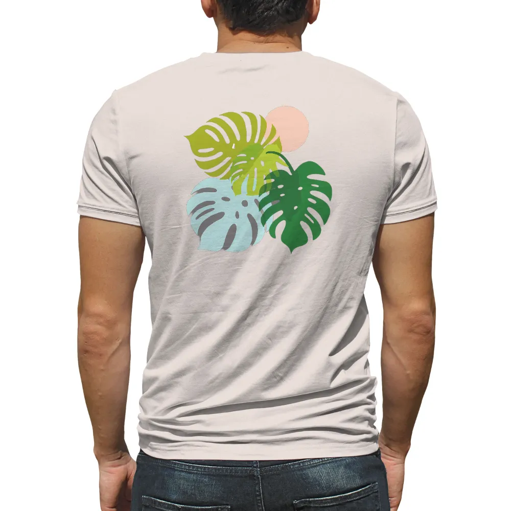 T-Shirt Printing: Monstera Leaves - Nature's Tranquility|army green logo