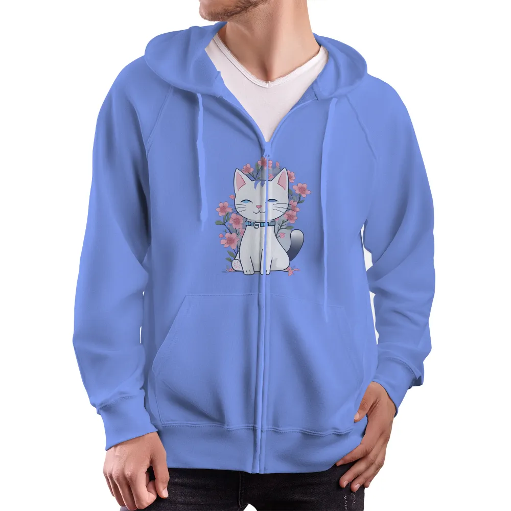 Customized Tee Shirts: Cherry Blossom Cat - Artistic Designs|easter cat shirt