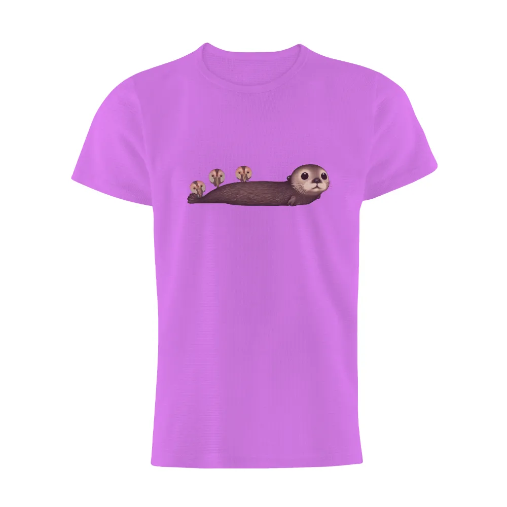 Custom Tee Shirts: Whimsical Sea Otter with Porgs - Adorable and Playful Design|quirky t shirts mens