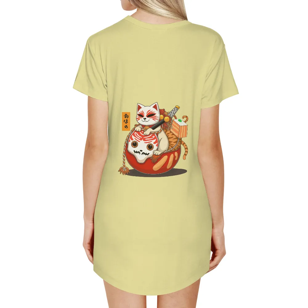 Shirts Graphic Tees: Cat Guardian on Daruma Doll| Daruma doll with big eyes