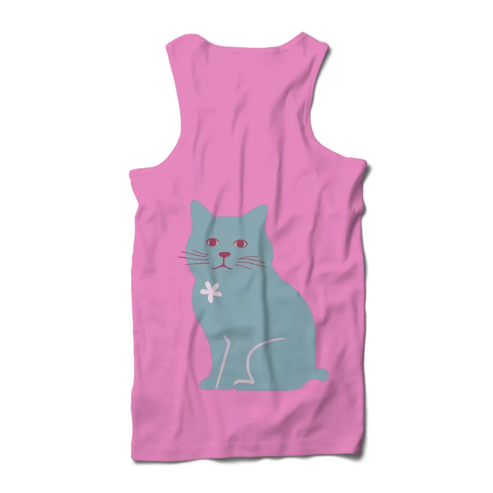 Turquoise Cat T-Shirt Printing - Whimsical Minimalist Design|the sunset camp shirt