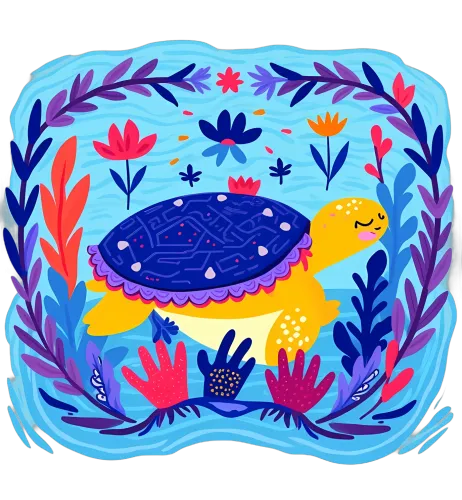 T-Shirts Pattern: Colorful Turtle in Harmony with Nature