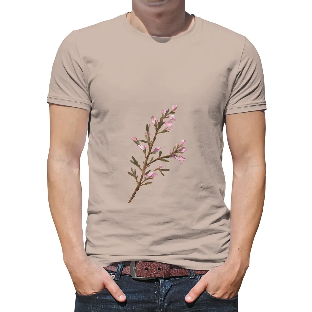 TShirt Design: Nature's Renewal - Pink Blossom Branch|pink shirt cartoon