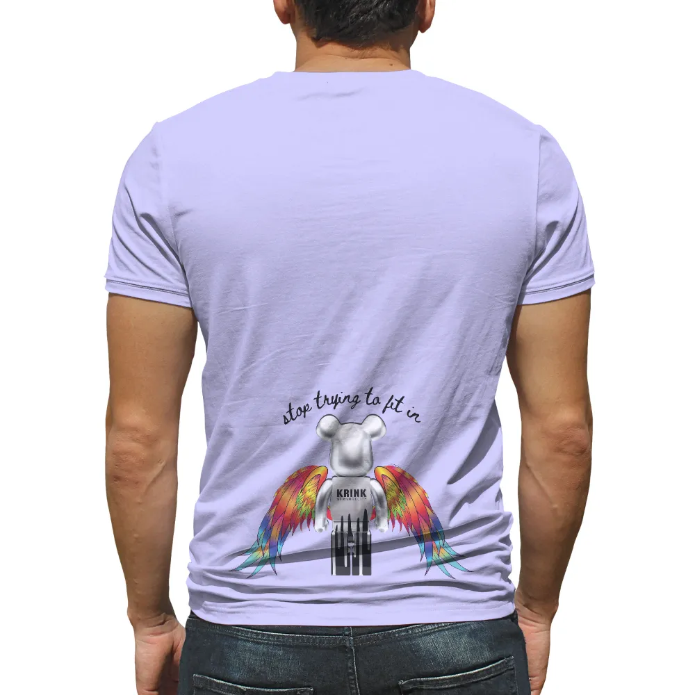 T-Shirt Printing: Krink Bear with Rainbow Wings - Artistic Urban Culture|mama mini rainbow shirts