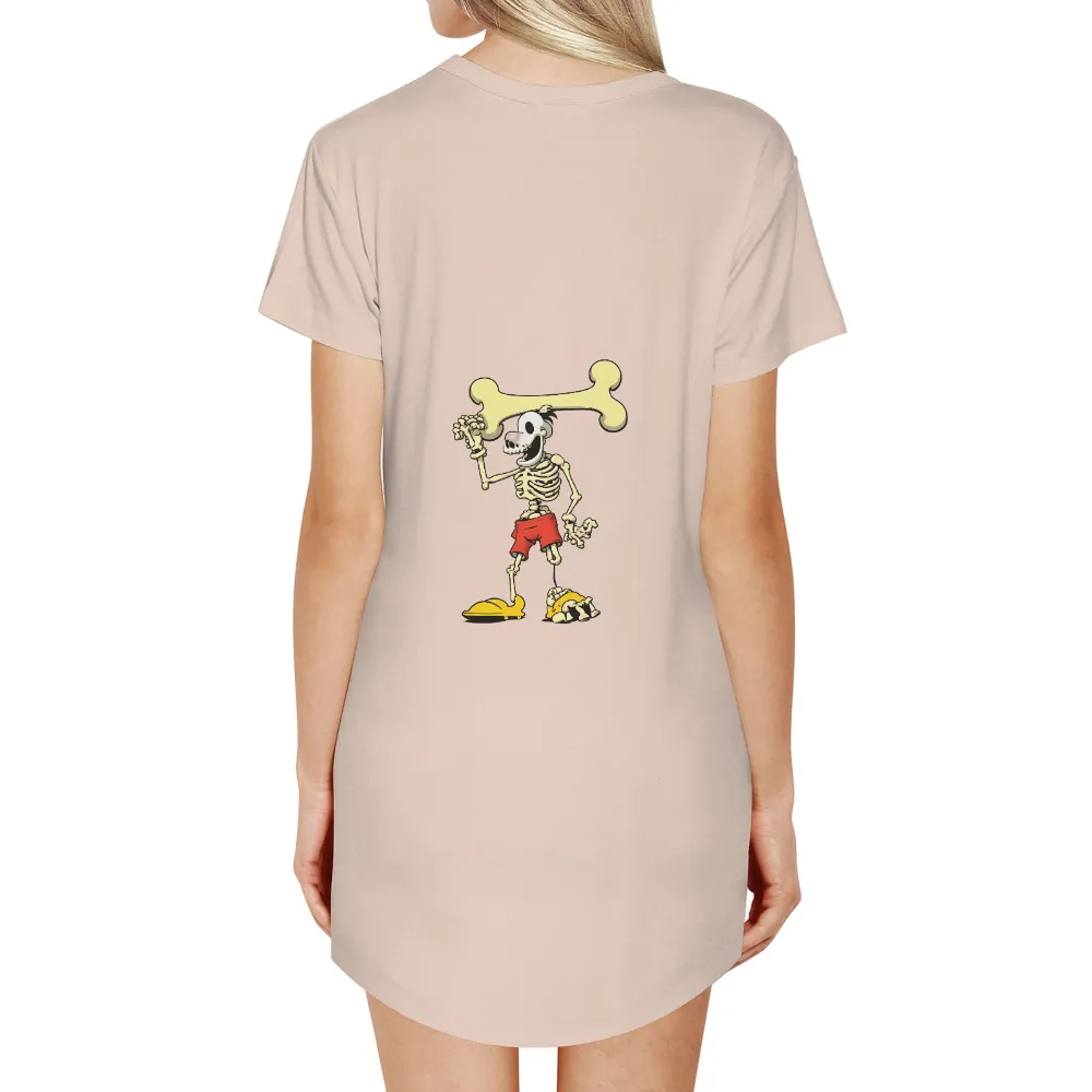 Custom T-Shirt Printing: Whimsical Skeleton - Funny & Quirky Design| large bone