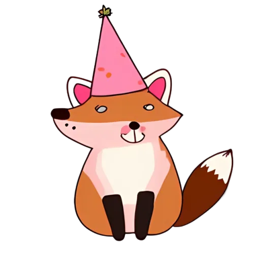 TShirt Design: Felix the Fox's Festive Party Hat