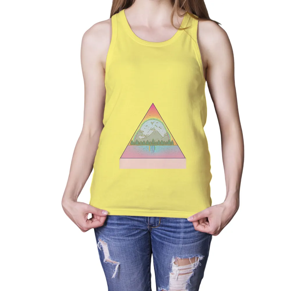 TShirt Design: Nature's Harmony - Landscape, Mountains, Rainbow| mountains