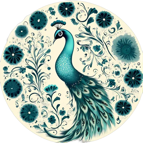 T-Shirts Custom: Majestic Peacock in Teal Garden