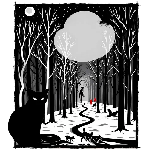 Shirts Graphic Tees: Mystical Night in the Enchanted Forest