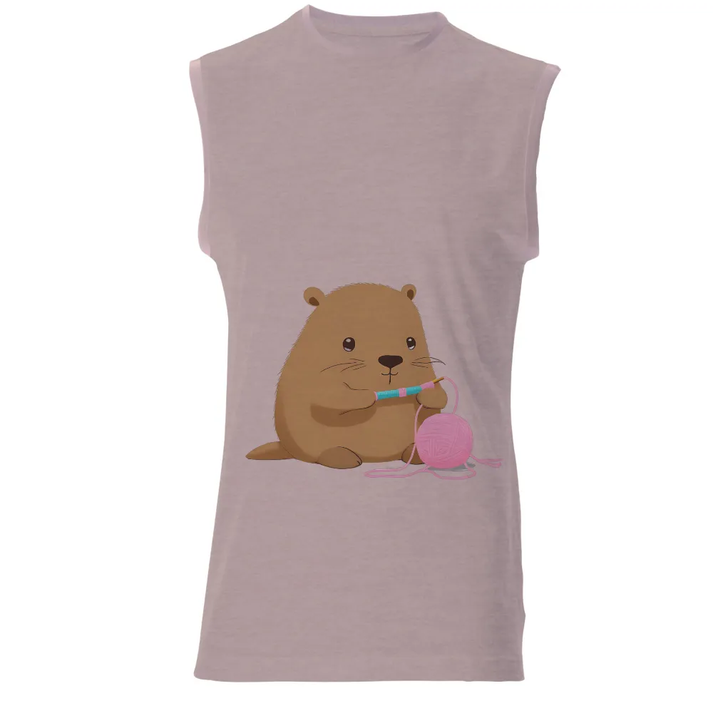 TShirt Printing: Whiskers the Knitting Groundhog - Artistic Designs|cute pink t shirt roblox