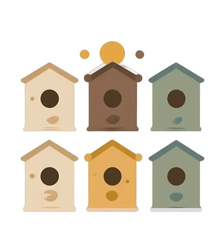 Charming Pastel-Colored Birdhouses Graphic Design