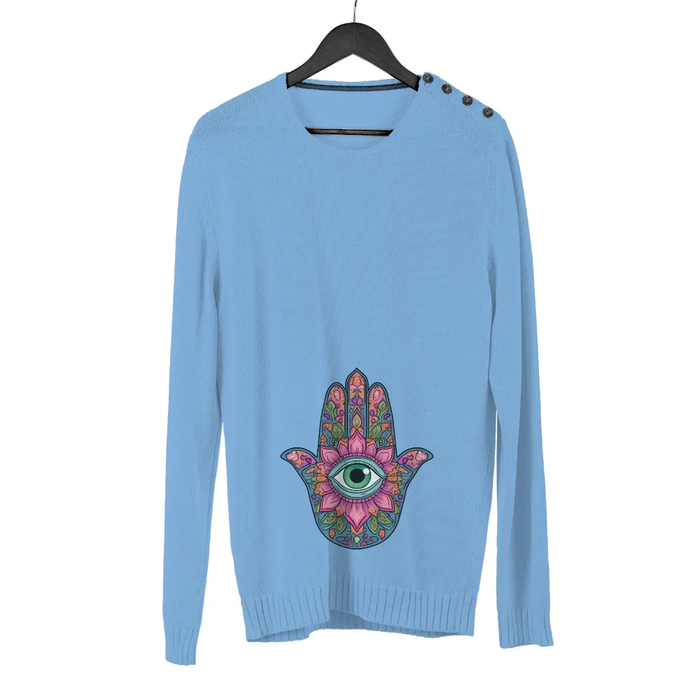 Tee Shirts Printed: Modern Hamsa Eye Art|mens rash guard uv protection