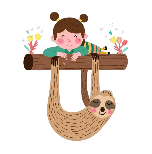 T-Shirts Design: Nature's Harmony - Girl and Sloth