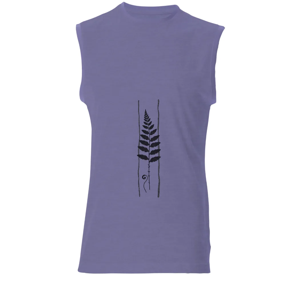 Customized Tee Shirts | Monochrome Fern Leaf Design| tranquil nature design