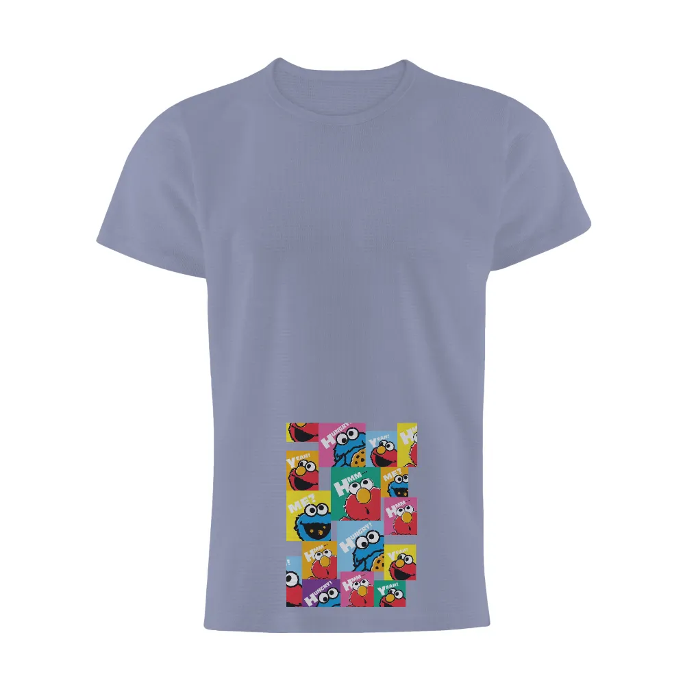 T-Shirts Design: Elmo and Cookie Monster's Colorful Expressions|men's art cotton colorful printed loose casual shirts