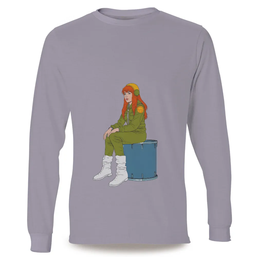 T-Shirts Pattern: Vintage Drummer with Red Hair and Green Jumpsuit|t shirt warehouse menlyn