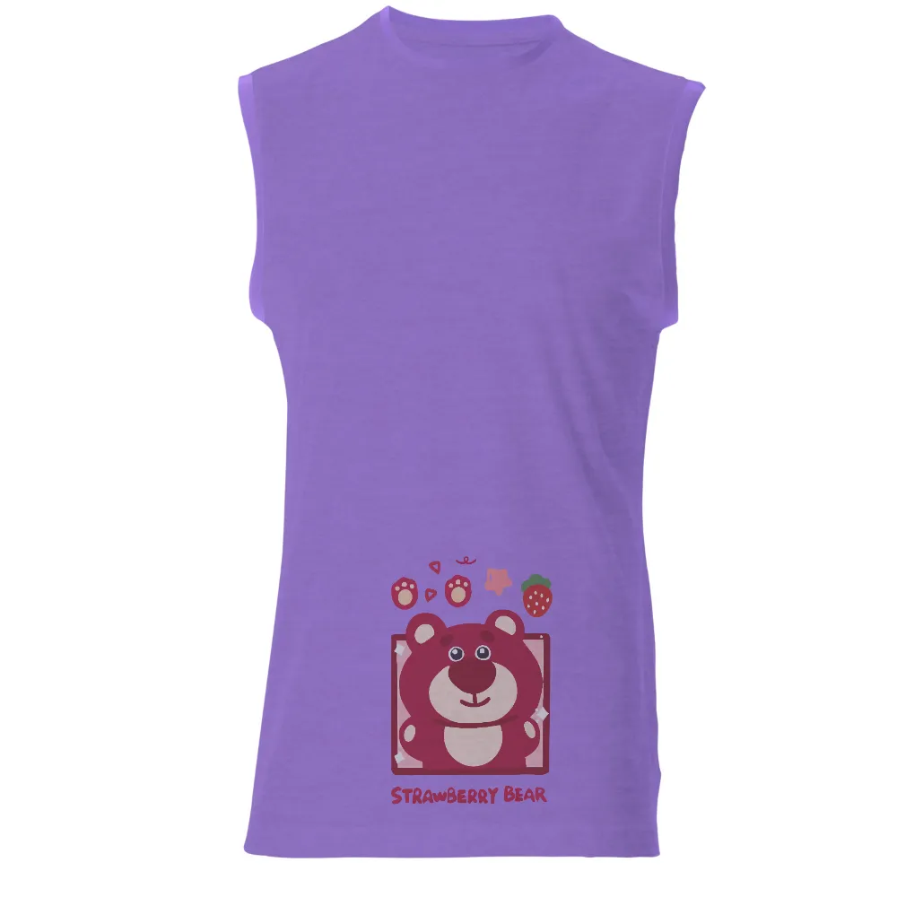 Custom Tee Shirts: Strawberry Bear - Whimsical Joy|mens white cotton summer shirts