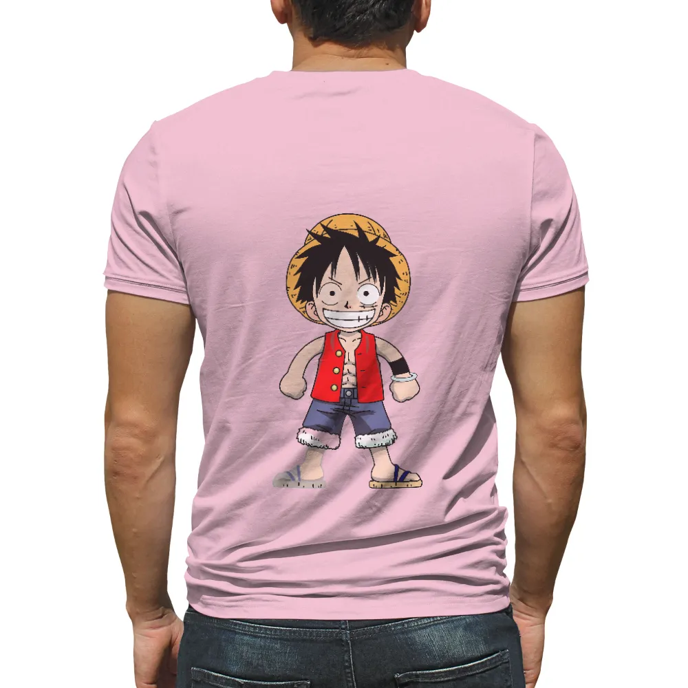 Custom Tee Shirts: Iconic Anime Character - Adventure and Determination|t shirt one piece red