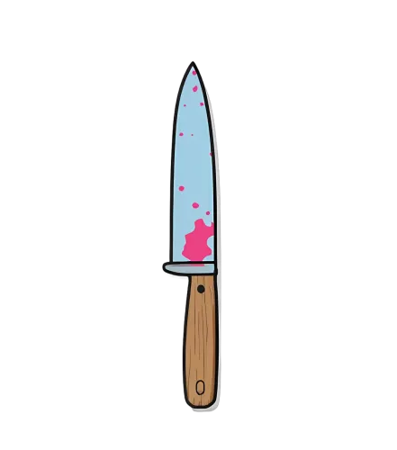 Vintage Knife with Wooden Handle and Pink Splatter Design