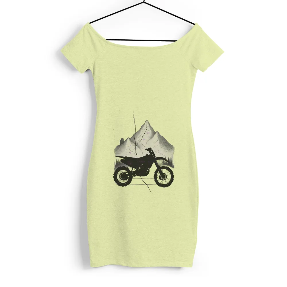 Customized Tee Shirts: Adventure Awaits with Dirt Bike and Mountains| snow-capped mountains