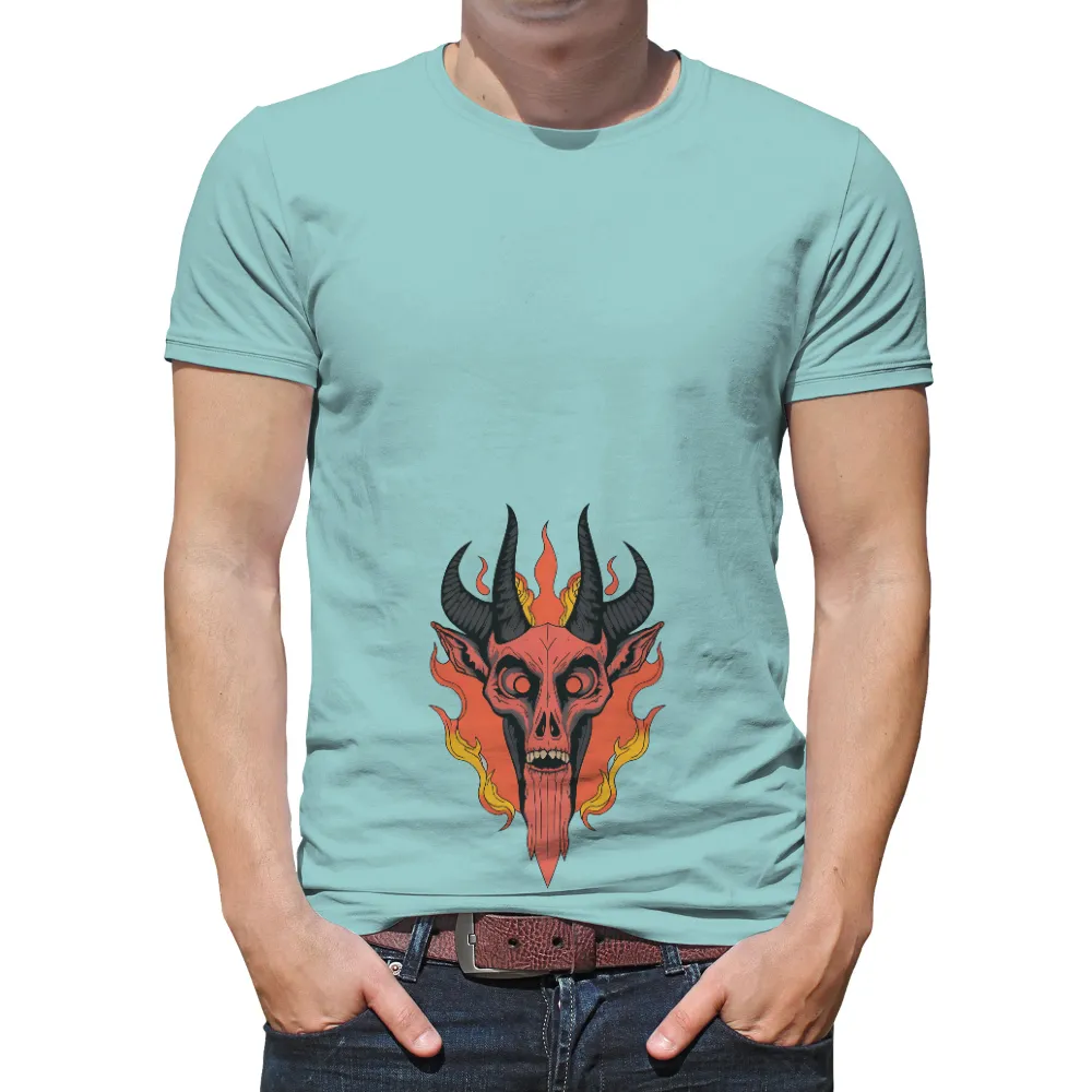 Custom Tee Shirts: Demonic Skull - Chaos and Rebellion|demonic skull with sharp horns