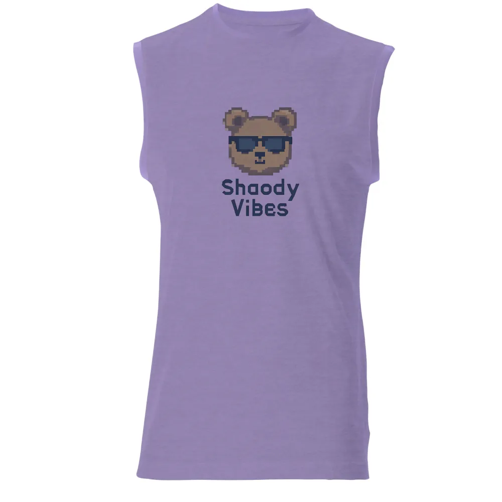 Custom T-Shirt Printing: Shaody Vibes - Pixel Art Bear with Sunglasses|three quarter sleeve summer tops