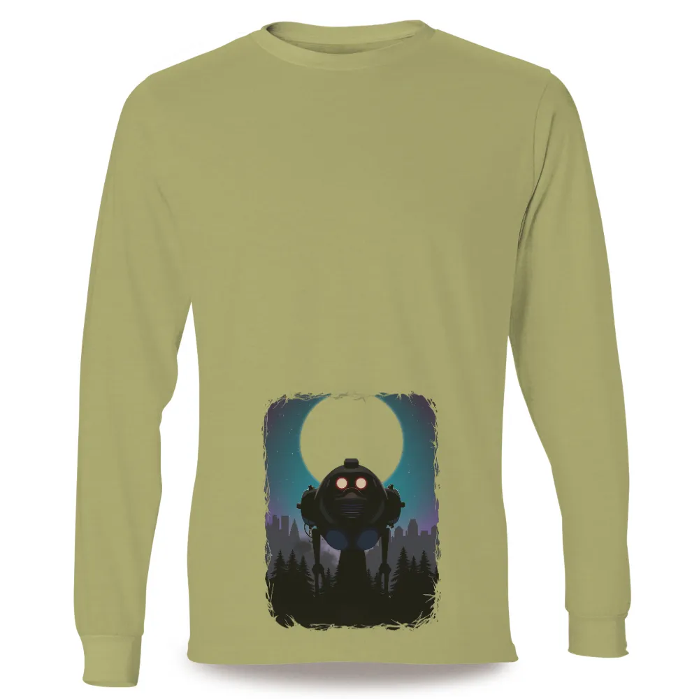 T-Shirts Custom: Cyberpunk Robot Guardian | Night Watcher|Cyberpunk robot with glowing red eyes