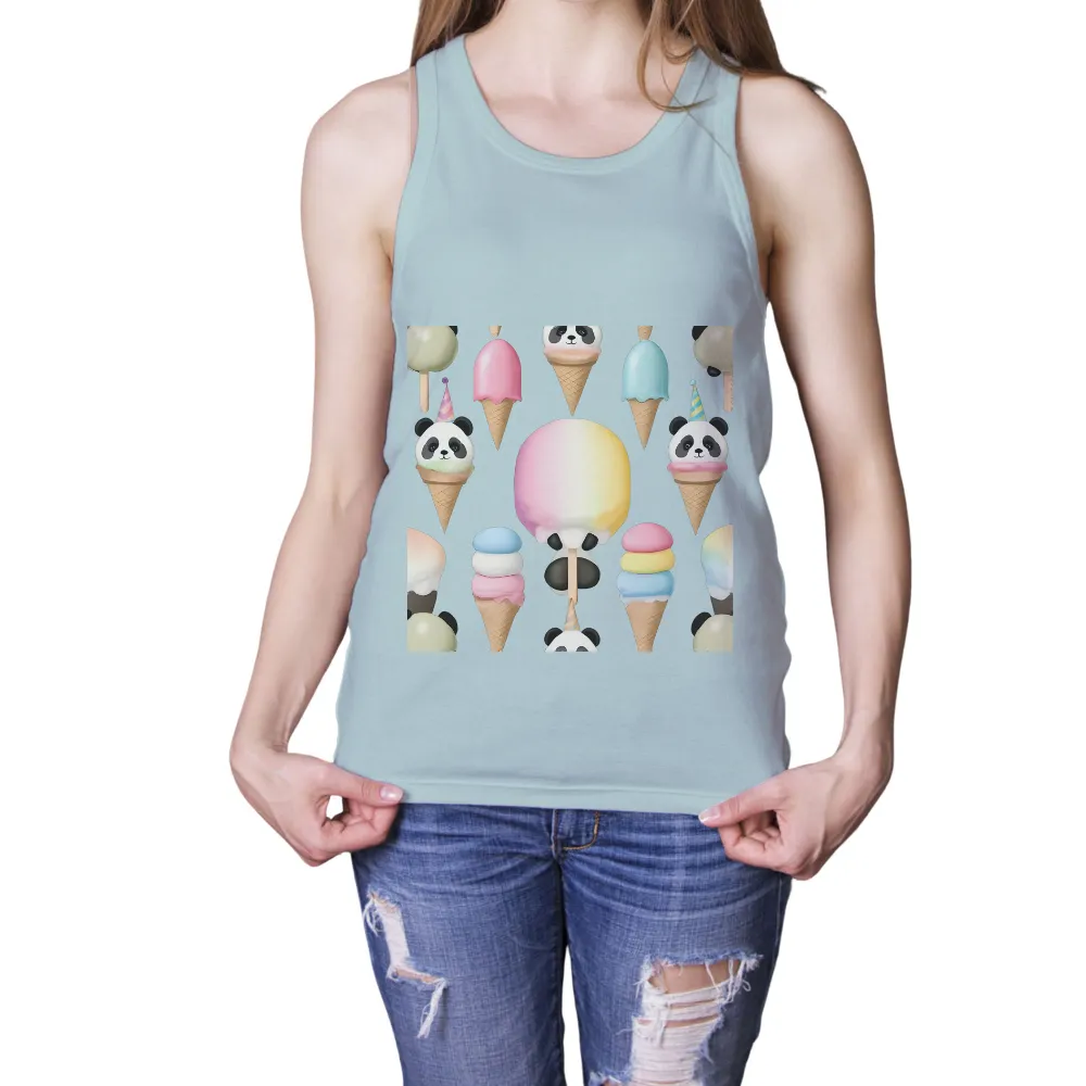 T-Shirts Pattern: Whimsical Panda Ice Cream Cones|peace love santa shirt