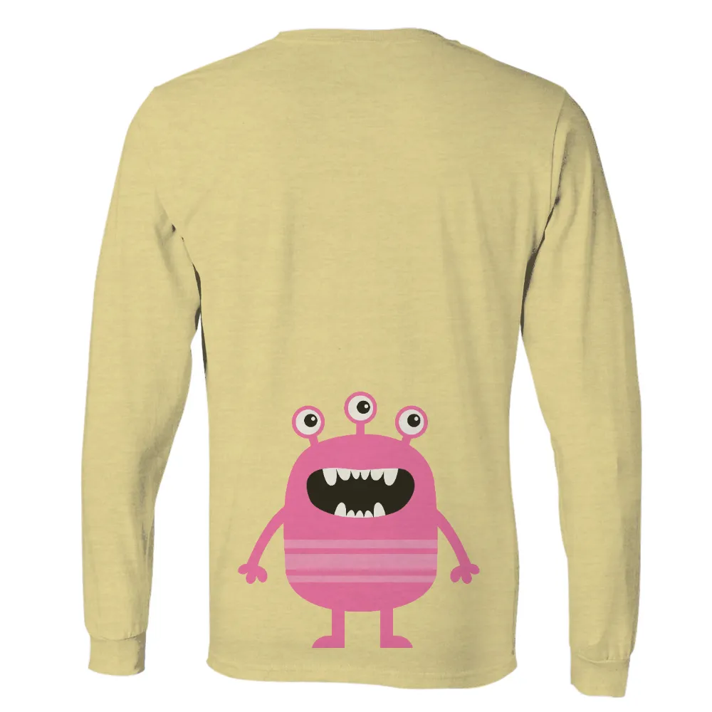 Customized Tee Shirts: Spread Joy with Zappy the Pink Monster|knit camp collar shirt with pink stripes