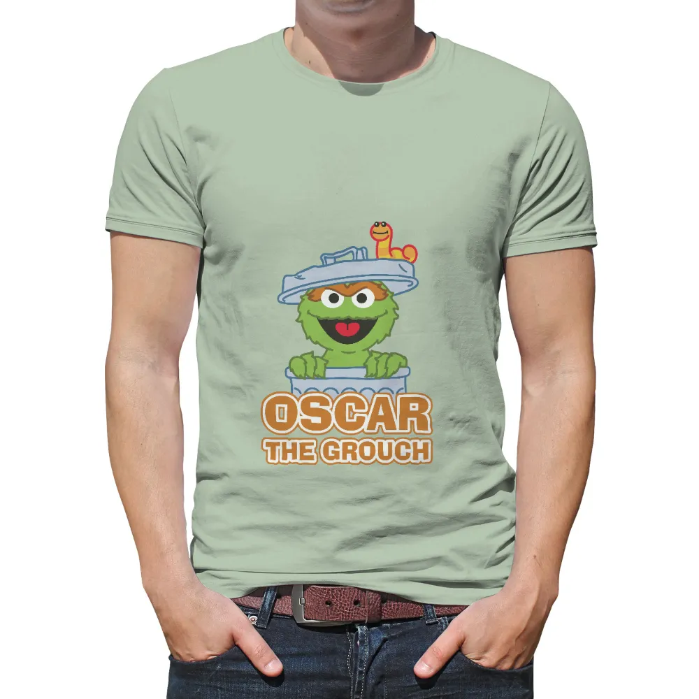 T-Shirts Design: Oscar the Grouch - Funny & Quirky Character|blue shirt cartoon character