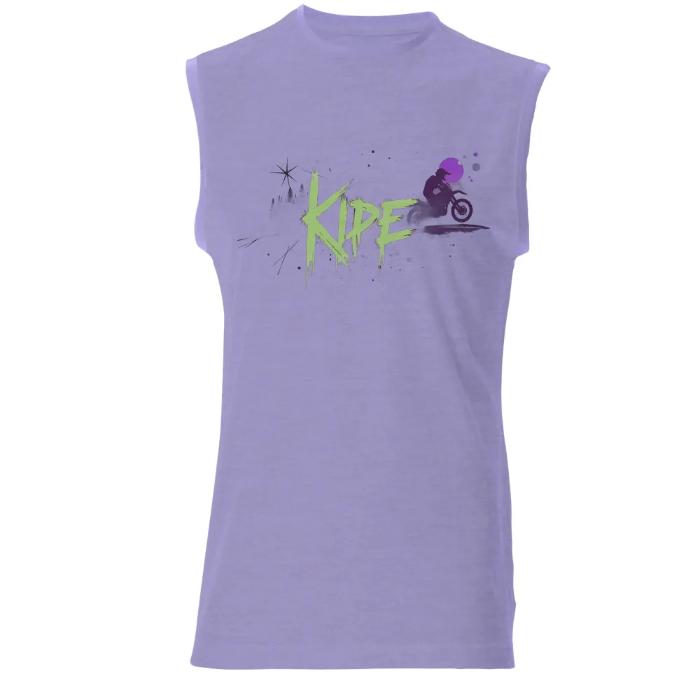 T-Shirts Custom: Neon Night Ride Adventure with KIPE| dirt bike rider silhouette