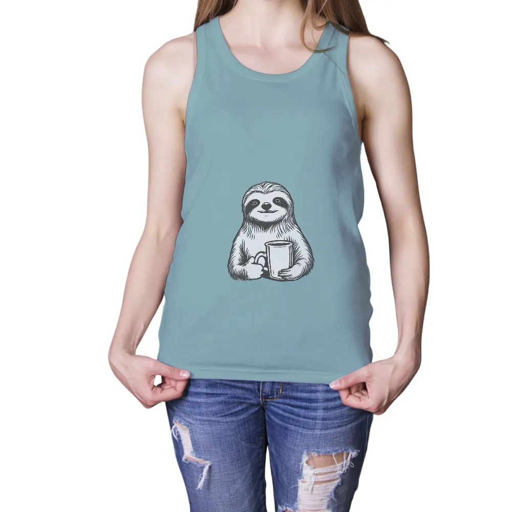 T-Shirts Design: Sloth with Coffee - Enjoying Simple Pleasures|sloth 4th of july shirt