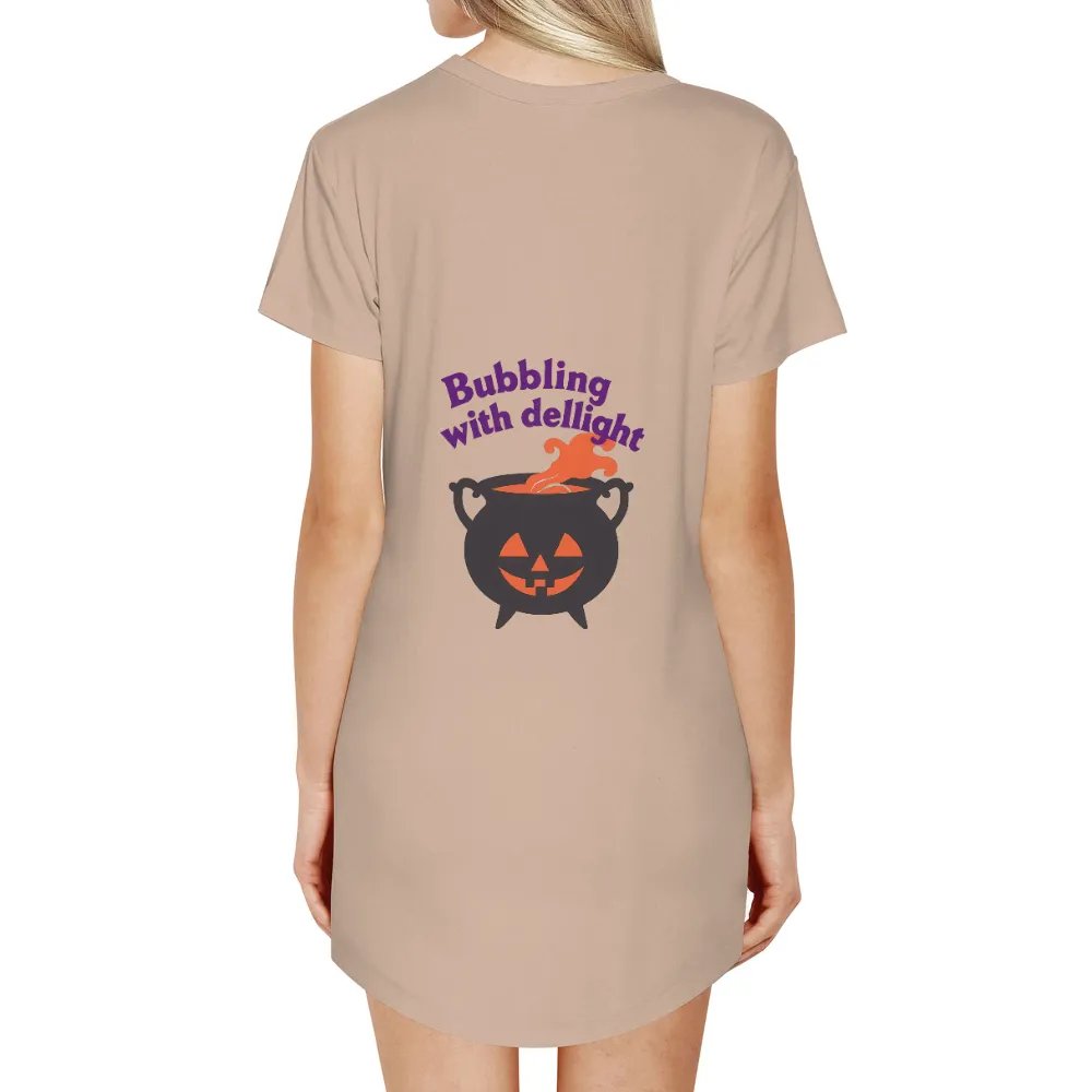 T-Shirts Pattern: Bubbling with Delight - Halloween Cauldron Design|Halloween cauldron with a jack-o'-lantern face