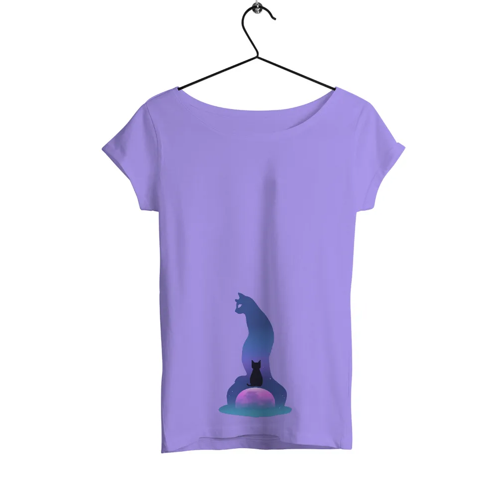 Custom T-Shirt Printing: Cats United Under the Moon|casual vintage sun moon t shirt