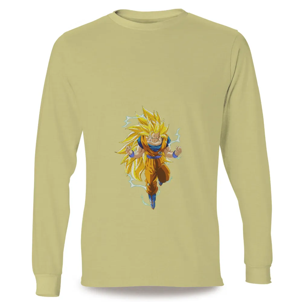 T-Shirts Design: Goku's Super Saiyan Transformation - Anime Power|dragon ball z workout pants