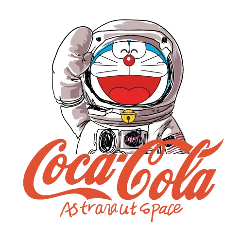 T-Shirts Design: Astro the Cat's Cosmic Adventure with Coca-Cola Astronaut Space