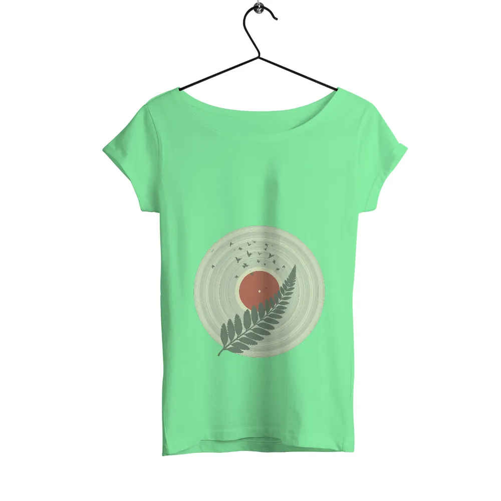 Nature's Harmony: Vintage-Inspired T-Shirts Design with Ferns and Birds| Vintage style