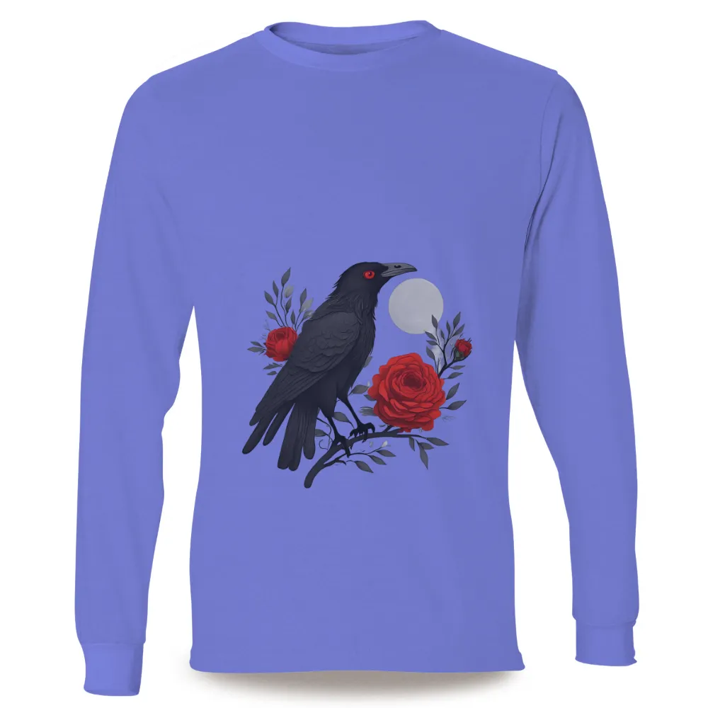 TShirt Design: Crow and Red Roses Under the Moon|t shirt roblox i love