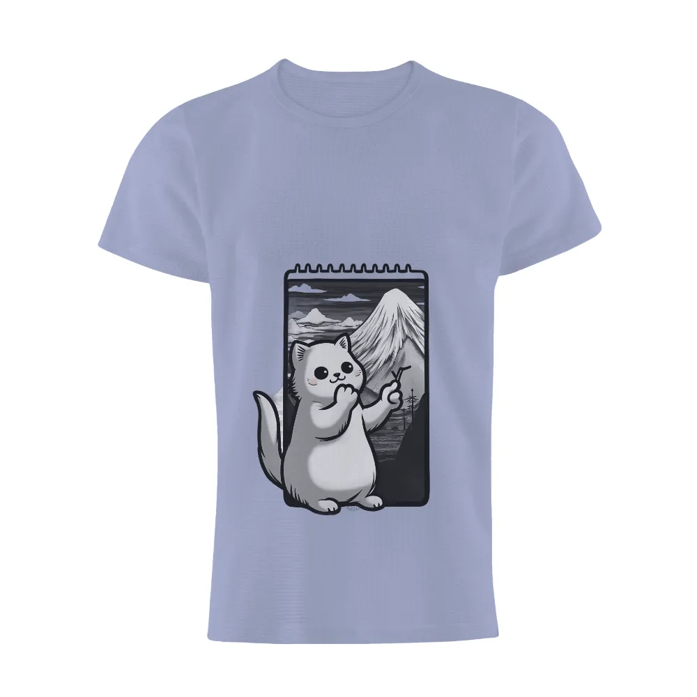 Custom Tee Shirts: Miko's Mountain Sketch - Artistic Cat Design|t shirt best cat dad ever