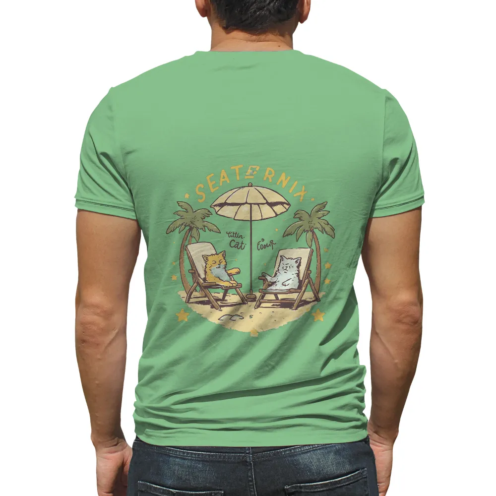 Vintage Beach Cats Graphic Art - Seaternix: Nostalgic & Playful Design|nostalgia t shirts online