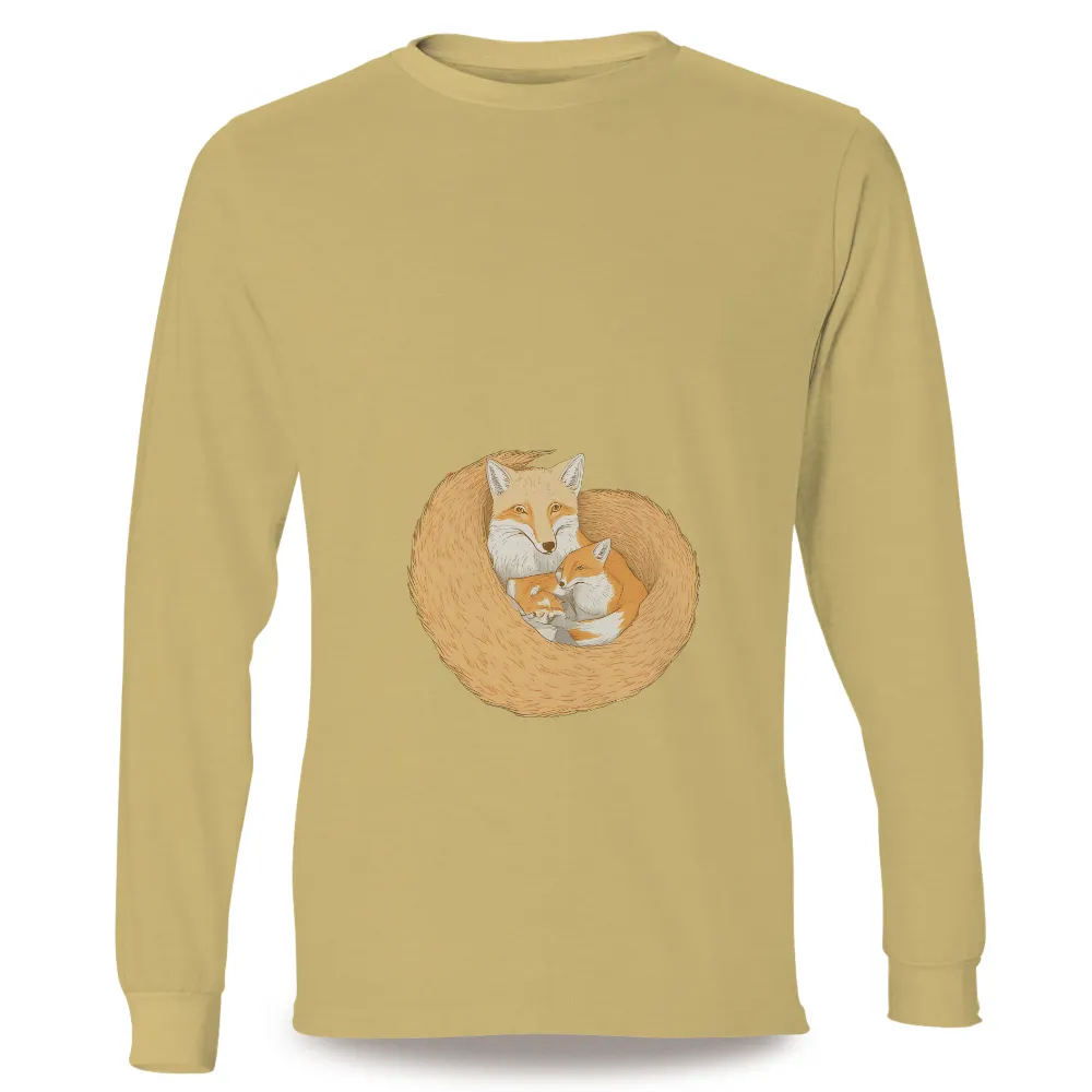 Graphic Tees: Foxes Embrace - Love and Protection|no money but love tshirt