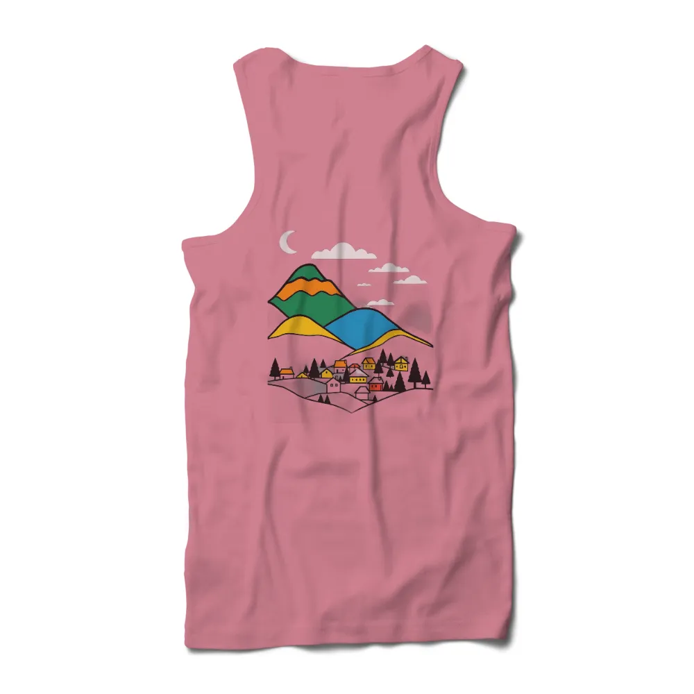 Mountain Village Night Scene T-Shirt Printing | Artistic Designs|Mountain Village Night Scene