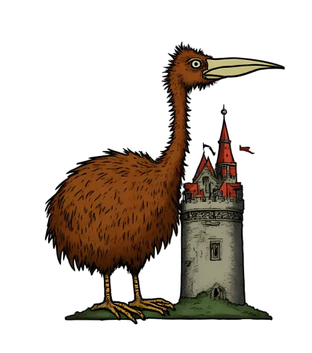 Fantasy Bird and Medieval Tower Graphic Design | Unique Artwear