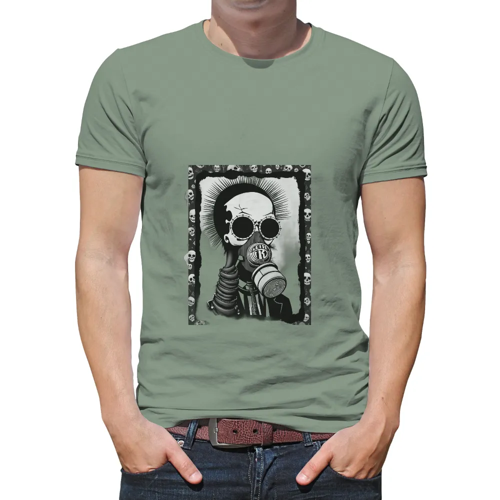 Graphic Tees: The Survivor - Monochrome Gas Mask Design|mclaren cyberpunk t shirt