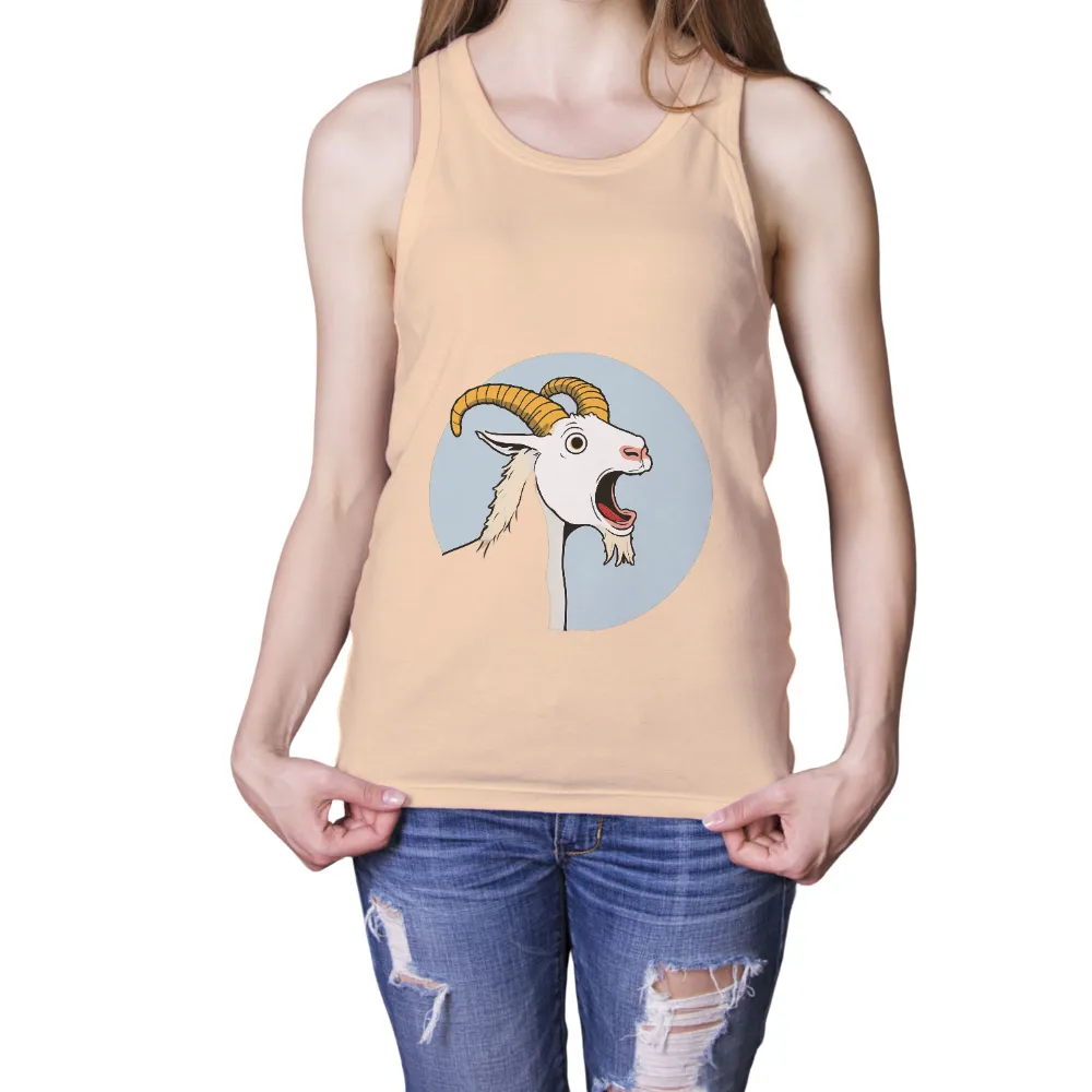 Custom T-Shirt Printing: Quirky Goat Design | Funny & Unique Tees| Expressive goat face