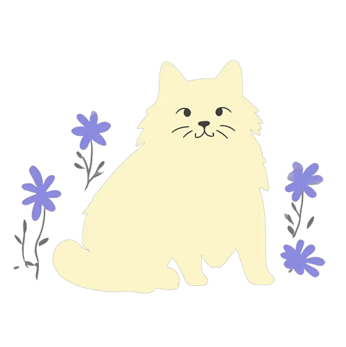 TShirt Printing: Minimalist Cat with Purple Flowers - Tranquil Elegance