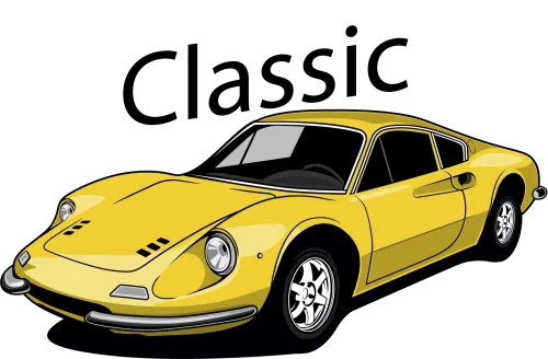 Graphic Tees: Vintage Yellow Sports Car - Nostalgic Automotive Design