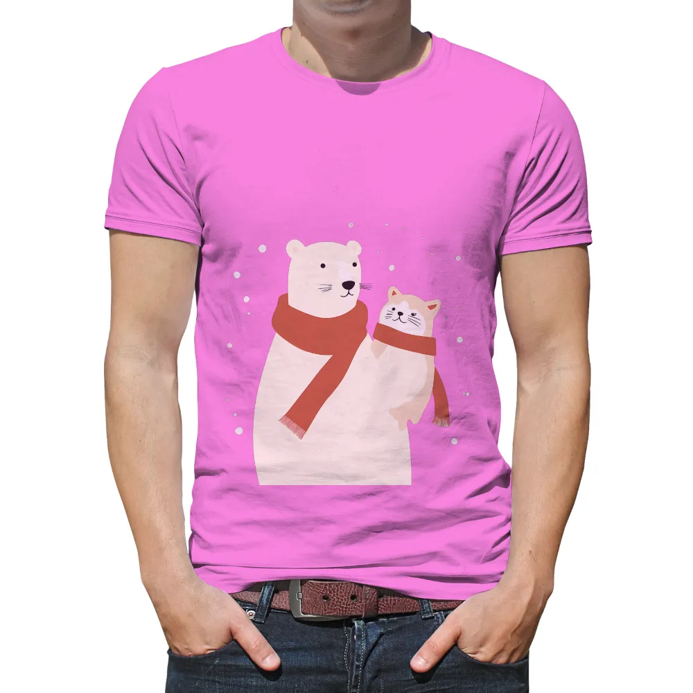 T-Shirts Custom: Polar Bear and Cat Friends in Winter Scarves|im only talking to my cat today shirt