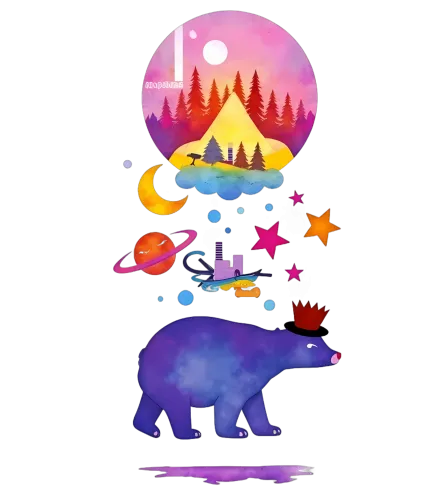 Graphic Tees: Whimsical Bear Dreaming Under the Stars